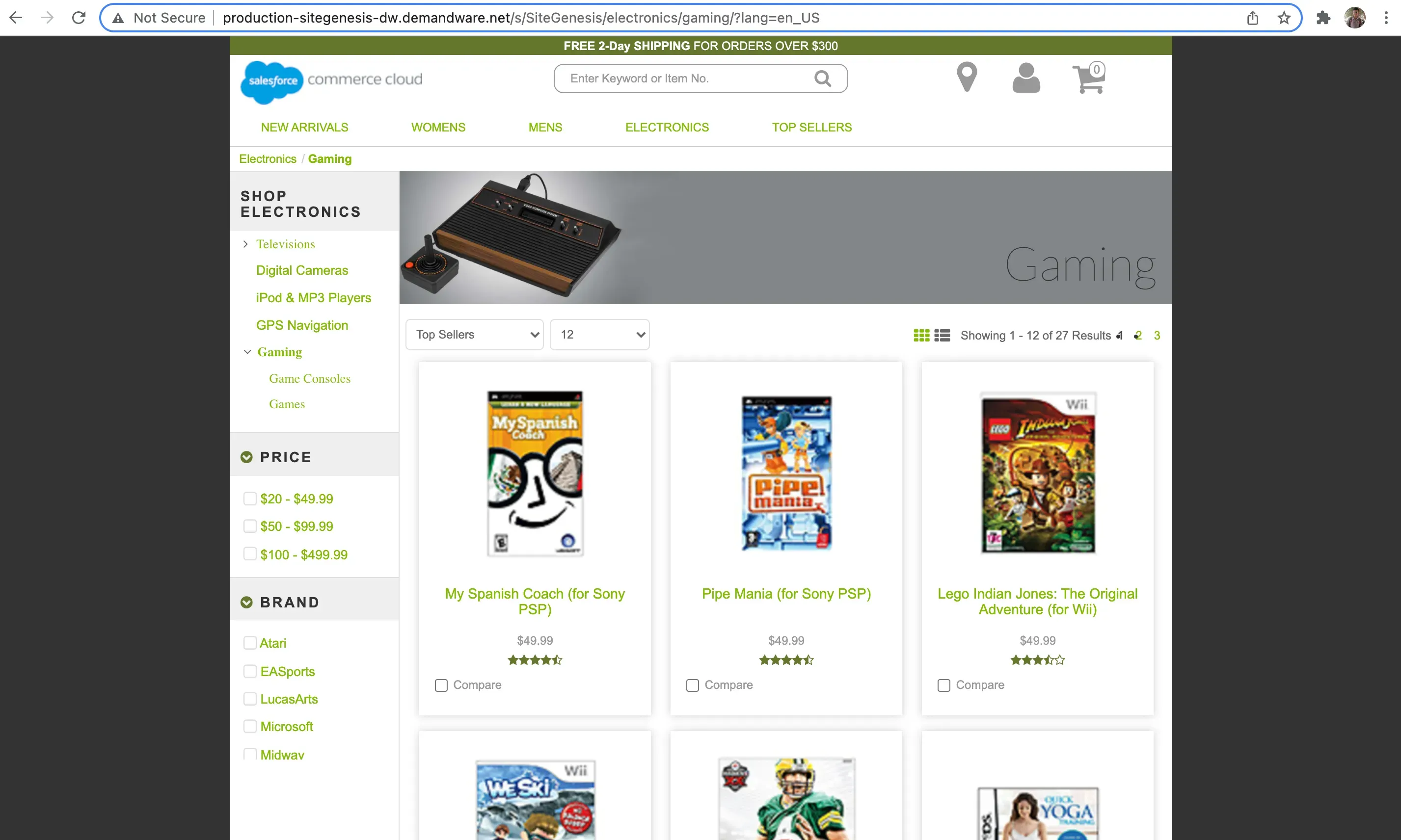 Product listing page