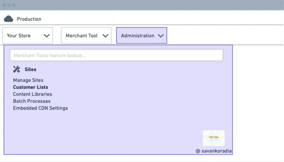Customer List menu in Administration BM