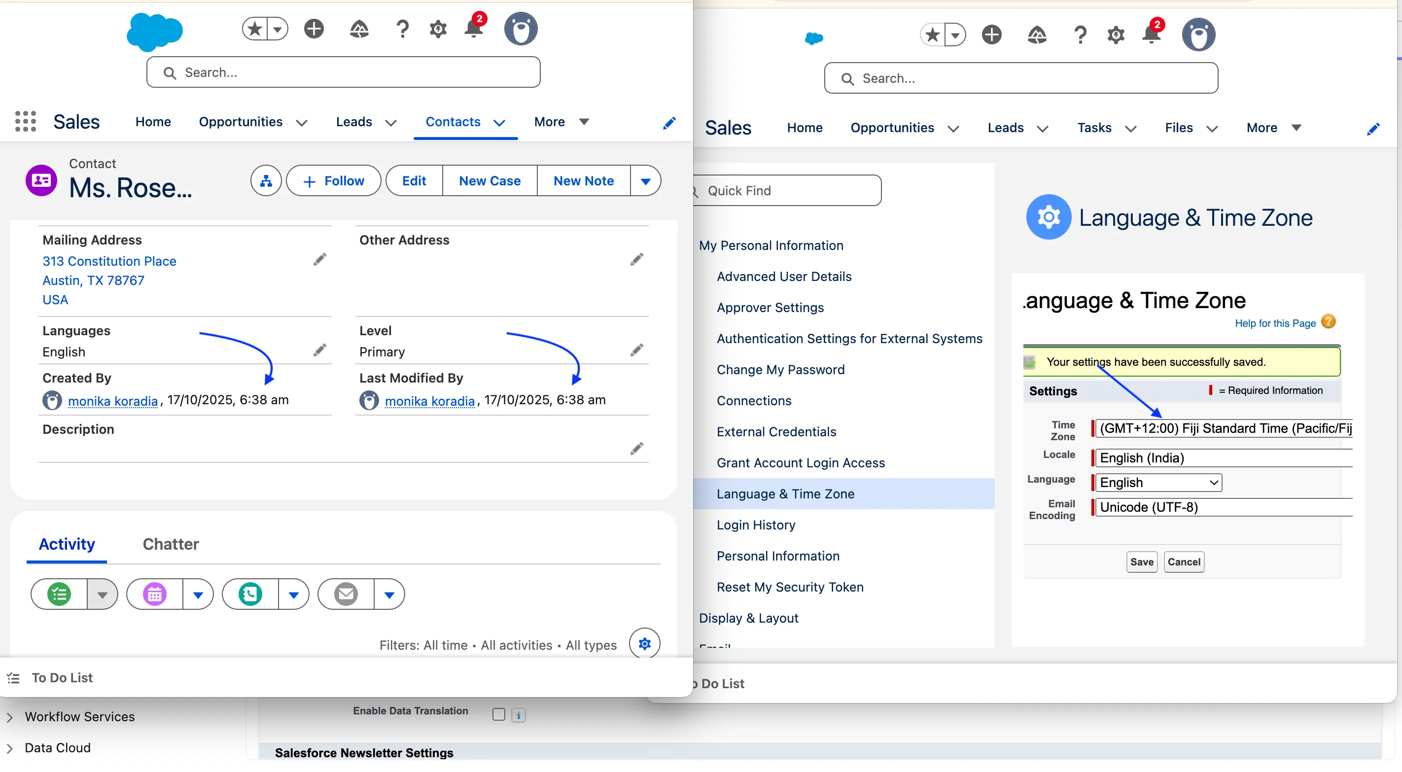 Timezone After Settings